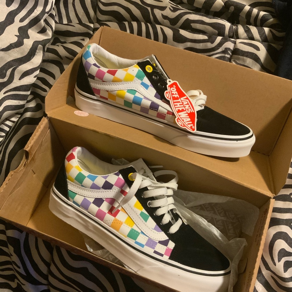 Brand New Rainbow Checkered Vans